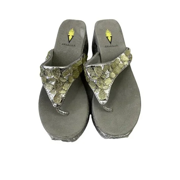 Volatile Women's Silver Wedge Sandals - Picture 2 of 6